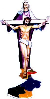 Primeira imagem oficial da Romaria — Maria sustentando o Cristo crucificado
